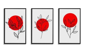 reeks ontwerp boho botanisch bloemen stijl Japans vector