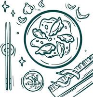 Aziatisch voedsel verzameling klem kunst. jiaozi illustratie vector