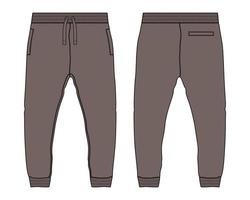 fleece kleding stof jogger joggingbroek technisch mode vlak schetsen vector illustratie sjabloon voorkant, terug keer bekeken.