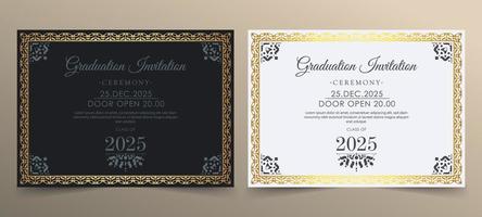 elegante afstudeeruitnodigingssjabloon met ornament vector