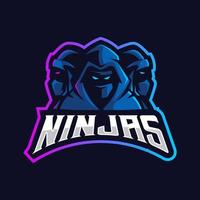 Sluipmoordenaar Ninja esport gaming mascotte logo ontwerp vector. drie boos ninja's voor team vector