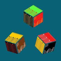 schattig kubus met patroon in vlak ontwerp illustratie vector