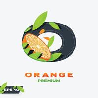 alfabet O oranje fruit editie vector