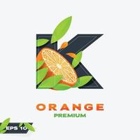 alfabet k oranje fruit editie vector