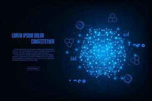 vector kunstmatig intelligentie- hardware concept. gierend verbinding hologram brein. technologie abstract achtergrond.