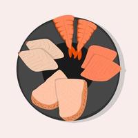 Japans nationaal keuken, vis snijden. sashimi vector illustratie.