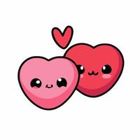 schattig chibi hart paar in liefde Valentijn kawaii illustratie voor valentijnsdag dag vector