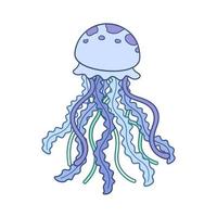 kwal tekenfilm vector kunst illustratie. onderwater- marinier dier ontwerp. vlak pastel blauw en munt groen monochroom ontwerp Aan wit achtergrond.