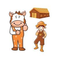 vector koe en geit mascotte landbouw concept illustratie