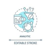 analytisch turkoois concept icoon. gegevens studie. winstgevendheid model- voor voorspelling abstract idee dun lijn illustratie. geïsoleerd schets tekening. bewerkbare beroerte vector