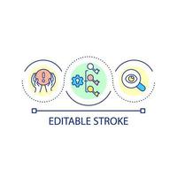 controleren gevaren naar databank veiligheid lus concept icoon. implementeren risico controles abstract idee dun lijn illustratie. waarschuwing systeem. geïsoleerd schets tekening. bewerkbare beroerte vector