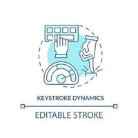 toetsaanslag dynamiek turkoois concept icoon. gedragsmatig meting abstract idee dun lijn illustratie. typen patroon. geïsoleerd schets tekening. bewerkbare beroerte vector