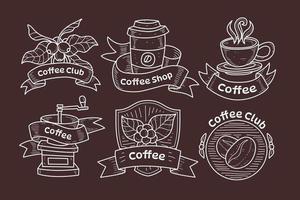 wijnoogst koffie winkel logo in lijn kunst stijl vector