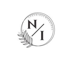 ni initialen brief bruiloft monogram logos sjabloon, hand- getrokken modern minimalistisch en bloemen Sjablonen voor uitnodiging kaarten, opslaan de datum, elegant identiteit. vector