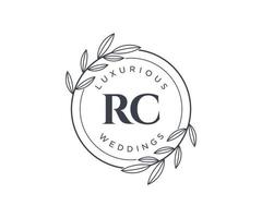 rc initialen brief bruiloft monogram logos sjabloon, hand- getrokken modern minimalistisch en bloemen Sjablonen voor uitnodiging kaarten, opslaan de datum, elegant identiteit. vector