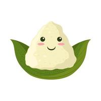 schattig zongzi Aan bamboe blad vector