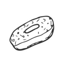 donut illustratie. hand- getrokken schetsen van donut. snel voedsel illustratie in tekening stijl. vector