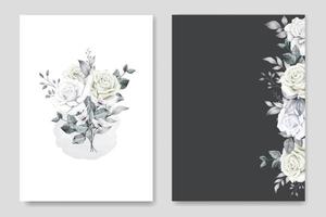 mooi bloemen rozen wit bruiloft uitnodiging kaart sjabloon vector