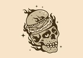 illustratie ontwerp van hamburger Aan een schedel vector