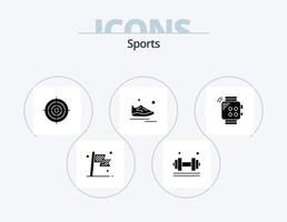 sport- glyph icoon pak 5 icoon ontwerp. oefening. schoenen. Sportschool. punt. strategie vector