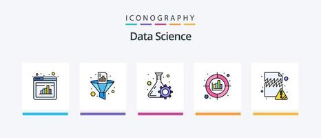 gegevens wetenschap lijn gevulde 5 icoon pak inclusief versnelling. laptop. back-up. ideeën. server. creatief pictogrammen ontwerp vector