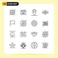 universeel icoon symbolen groep van 16 modern contouren van allergenen vlag controleren in eenvoudig medaille bewerkbare vector ontwerp elementen