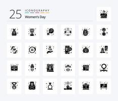 vrouwen dag 25 solide glyph icoon pak inclusief thee. dag. feminisme. koffie. gelukkig vector