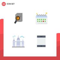 universeel icoon symbolen groep van 4 modern vlak pictogrammen van Onderzoek planning analytics diagram gebouw bewerkbare vector ontwerp elementen
