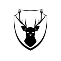 hoofd van herten op schild. ridderwapen met hert. zwart silhouet van gehoornde dieren. heraldisch symbool vector