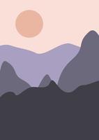 abstract hedendaags achtergrond landschap met zonsopkomst. aarde tonen. midden eeuw modern minimalistische kunst afdrukken. modern esthetisch boho ontwerp behang, kaart, sjabloon. eps 10. vlak illustratie vector