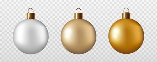 goud Kerstmis boom ballen reeks geïsoleerd Aan een transparant achtergrond. nieuw jaar vakantie decor. vector