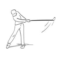 lijn kunst golfspeler spelen golf illustratie vector hand- getrokken geïsoleerd Aan wit achtergrond