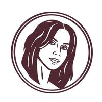 portret van een jong brunette meisje met een monochroom bob, vector illustrati websites
