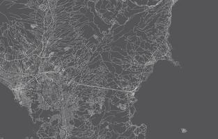 Japan stad kaart. vector illustratie met zwart achtergrond, wit schets, tafereel met Japan stad, dorp, weg, straat, kaart stedelijk, plaats, mijlpaal, vervoer. ontwerp voor afdrukken, poster, behang.