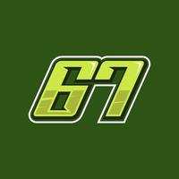 racing aantal 67 logo ontwerp vector