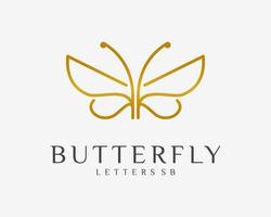 vlinder mooi vleugel vlieg insect goud classy luxe met brief sb initialen vector logo ontwerp