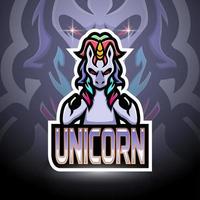 eenhoorn esport logo mascotte ontwerp vector