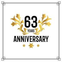 63e verjaardag logo, luxueus gouden en zwart kleur vector ontwerp viering.