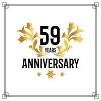 59e verjaardag logo, luxueus gouden en zwart kleur vector ontwerp viering.