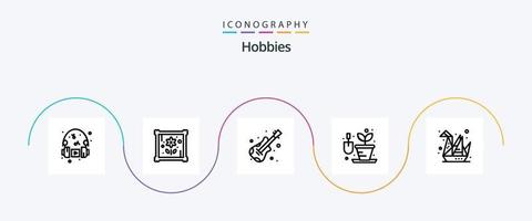 hobby's lijn 5 icoon pak inclusief . origami. instrument. hobby's. hobby vector