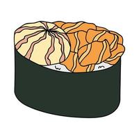 hand- getrokken Gunkan maki sushi clip art. Japans traditioneel keuken borden. Aziatisch voedsel vector
