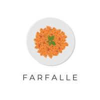 farfalle pasta logo illustratie met heerlijk pittig tomaat saus vector