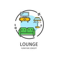 meubilair dun lijn icoon lounge concept. vector