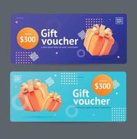 geschenk tegoedbon coupon reeks met realistisch gedetailleerd 3d elementen . vector