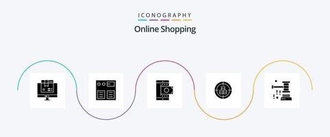 online boodschappen doen glyph 5 icoon pak inclusief doelwit. dradenkruis. winkelen. kopen. boodschappen doen vector