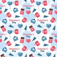 gelukkig valentijnsdag dag naadloos patroon ontwerp liefde groet kaart sjabloon hand- getrokken tekenfilm vlak illustratie vector