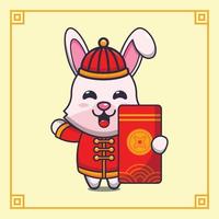 schattig konijn in Chinese nieuw jaar tekenfilm vector illustratie.