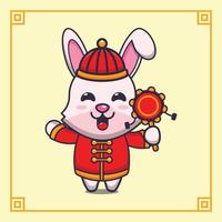 schattig konijn in Chinese nieuw jaar tekenfilm vector illustratie.