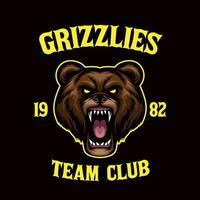 grizzlyberen team club embleem mascotte met een Open mond en tanden vector