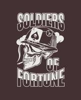 schedel in een helm van een Amerikaans soldaat gedurende de Vietnam oorlog met de opschrift soldaten van fortuin in de Vietnam oorlog. voor het drukken Aan t-shirts, Tassen, hoodies. vector illustratie.